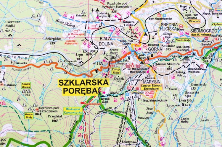 Karkonosze polskie i słowackie 1:35 000 naklejka mapa ścienna turystyczna EKO-GRAF fragment 7