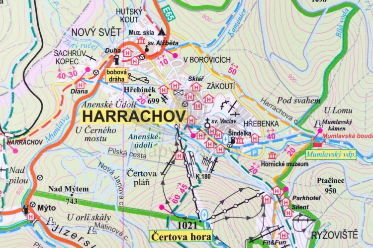 Karkonosze polskie i słowackie 1:35 000 naklejka mapa ścienna turystyczna EKO-GRAF fragment 8