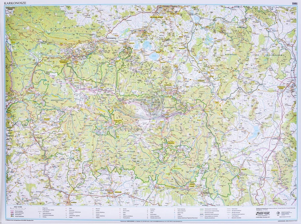 Karkonosze polskie i słowackie 1:35 000. Naklejka, mapa ścienna turystyczna