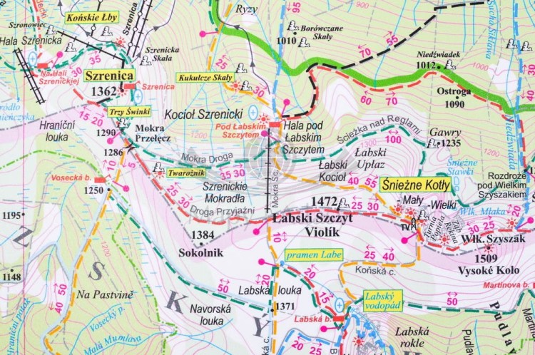 Karkonosze polskie i słowackie 1:35 000 naklejka mapa ścienna turystyczna EKO-GRAF fragment 9