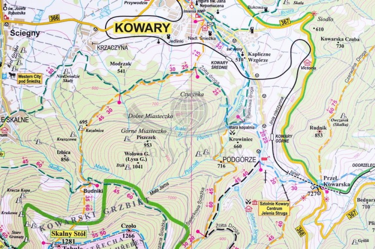 Karkonosze polskie i słowackie 1:35 000 naklejka mapa ścienna turystyczna EKO-GRAF fragment 10