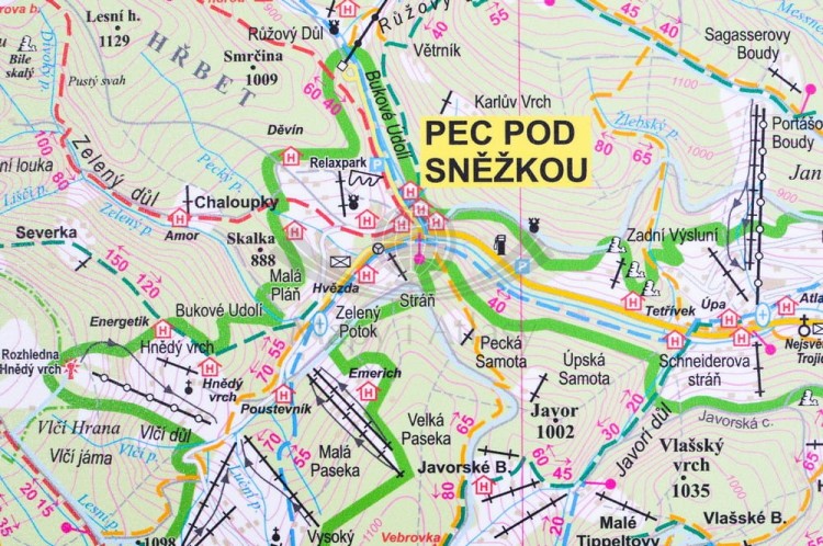 Karkonosze polskie i słowackie 1:35 000 naklejka mapa ścienna turystyczna EKO-GRAF fragment 12