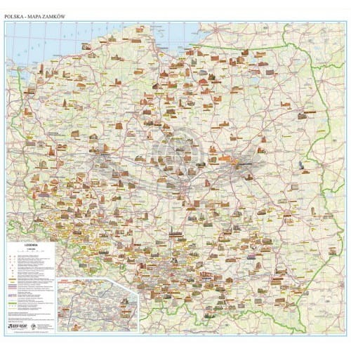 Polska 1:700 000 naklejka mapa ścienna zamków EKO-GRAF