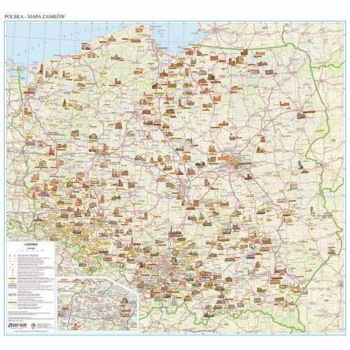 Polska 1:700 000 naklejka mapa ścienna zamków EKO-GRAF