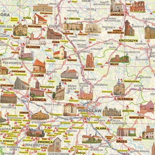 Polska 1:700 000 naklejka mapa ścienna zamków EKO-GRAF fragment