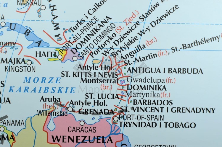 Świat polityczny 1:19 000 000 w ramie SLIM Nowa Era fragment 2