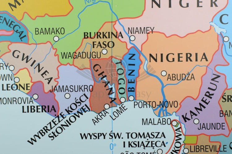 Świat polityczny 1:19 000 000 w ramie SLIM Nowa Era fragment 3