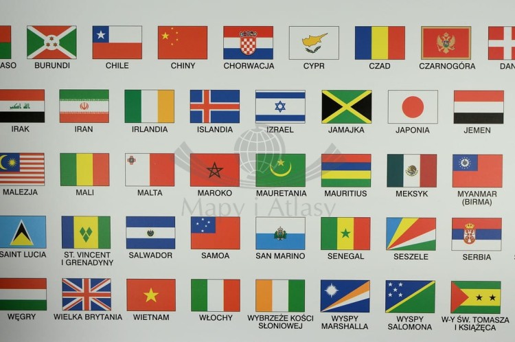 Świat polityczny 1:19 000 000 w ramie SLIM Nowa Era flagi