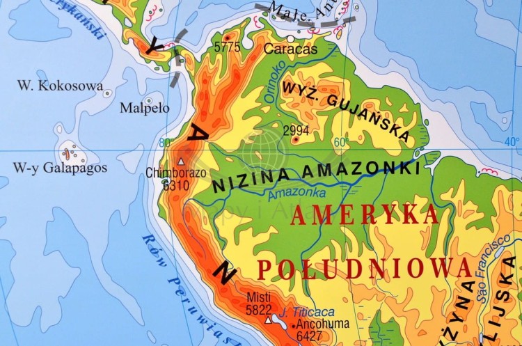 Świat fizyczny 1:24 000 000 magnetyczna Nowa Era fragment 2