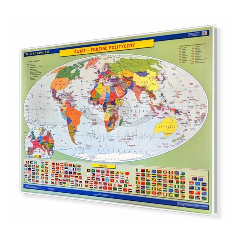 Świat 1:24 000 000. Mapa polityczna. Rama alu SLIM