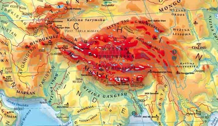 Świat fizyczny 1:22 000 000 w ramie Meridian fragment 1