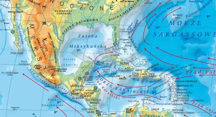 Świat fizyczny 1:22 000 000 w ramie Meridian fragment 3