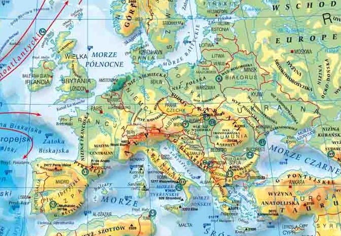 Świat fizyczny 1:22 000 000 Mapa magnetyczna Meridian fragment 2