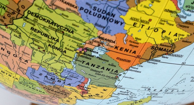 Globus polityczny 32 cm drewniana stopka Zachem fragment 2