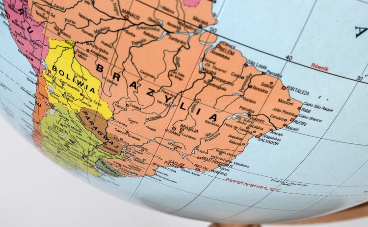 Globus polityczny 32 cm drewniana stopka Zachem fragment 5