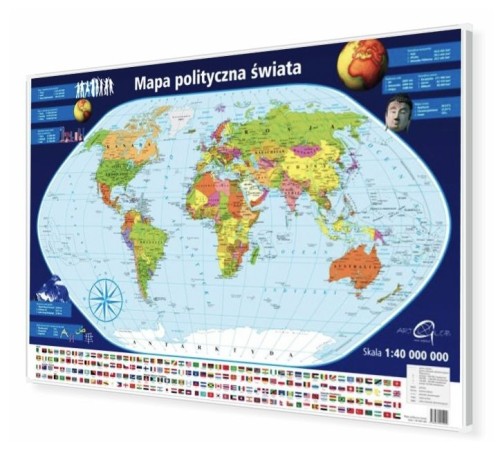 Świat polityczny Mapa w ramie 1:40 000 000 ArtGlob