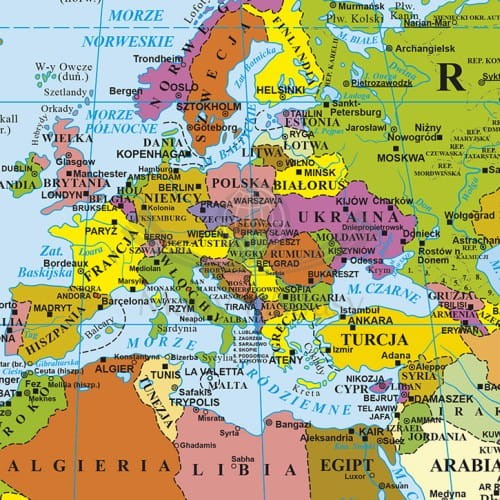 Świat polityczny Mapa do wpinania 1:40 000 000 ArtGlob fragment 4