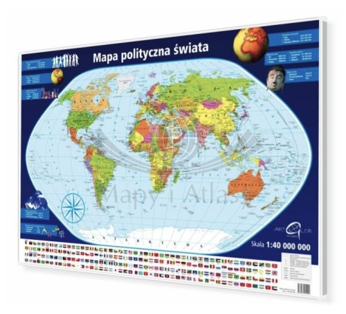 Świat polityczny Mapa magnetyczna 1:40 000 000 ArtGlob