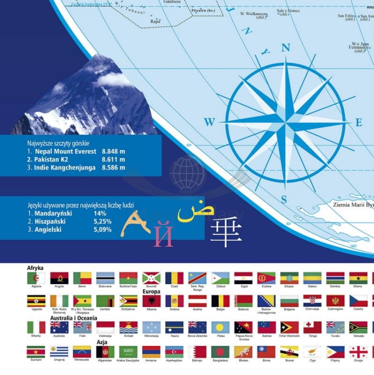 Świat polityczny Mapa magnetyczna 1:40 000 000 ArtGlob fragment 3