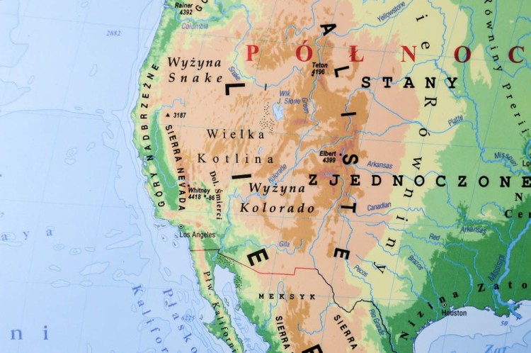 Świat fizyczny 1:28 000 000 Mapa do wpinania Piętka fragment 1