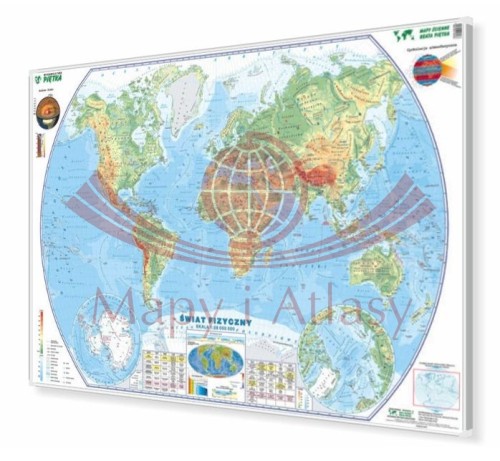 Świat fizyczny 1:28 000 000 Mapa magnetyczna Piętka