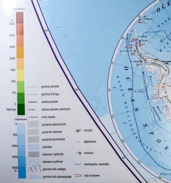 Świat fizyczny 1:28 000 000 Mapa magnetyczna Piętka legenda