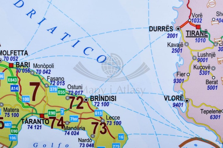 Europa środkowa drogowa z kodami Mapa magnetyczna 1:1 400 000 Piętka fragment 5