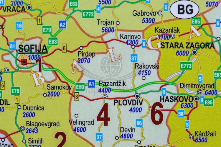 Europa środkowa drogowa z kodami Mapa magnetyczna 1:1 400 000 Piętka fragment 6