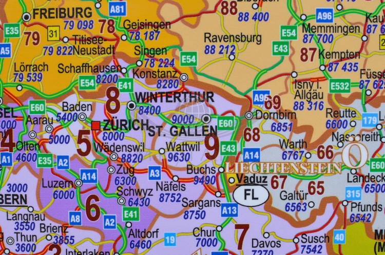 Europa środkowa drogowa z kodami Mapa magnetyczna 1:1 400 000 Piętka fragment 7