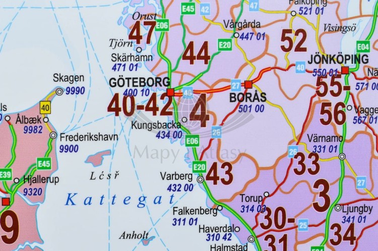 Europa środkowa drogowa z kodami Mapa magnetyczna 1:1 400 000 Piętka fragment 9