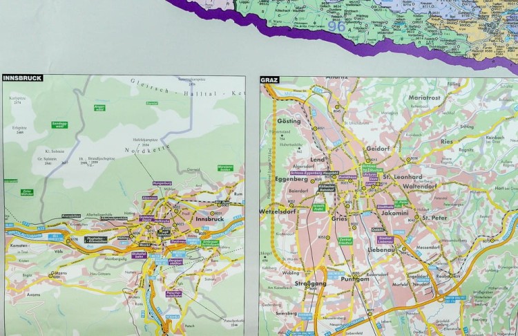 Austria 1:500 000. Mapa ścienna kodowa wydawnictwa Freytag & Berndt. Fragment 7