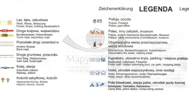 Puszcza Notecka. Mapa turystyczna wydawnictwa BiK. Legenda 1