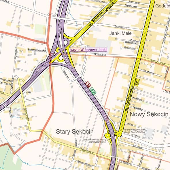 Aglomeracja warszawska mapa ścienna Jokart fragment