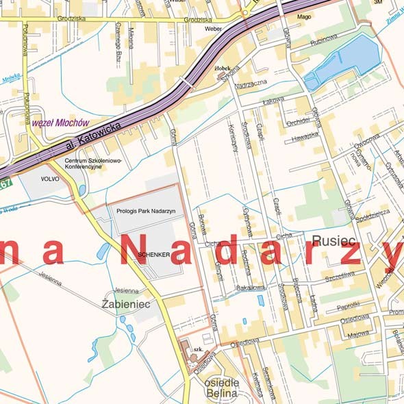 Aglomeracja warszawska mapa ścienna Jokart fragment 2