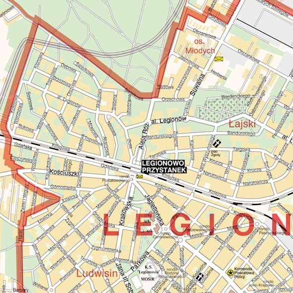 Aglomeracja warszawska mapa ścienna Jokart fragment 3