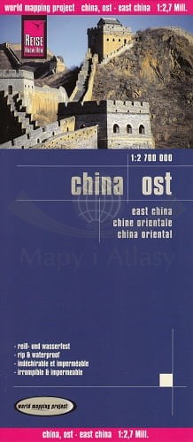 Chiny wschodnie 1:2 700 000. Wodoodporna mapa samochodowo-turystyczna. Reise Know-How