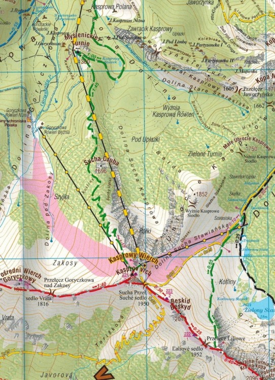 Tatry 1:22 500. Mapa turystyczna wydawnictwa Galileos. Fragment 2