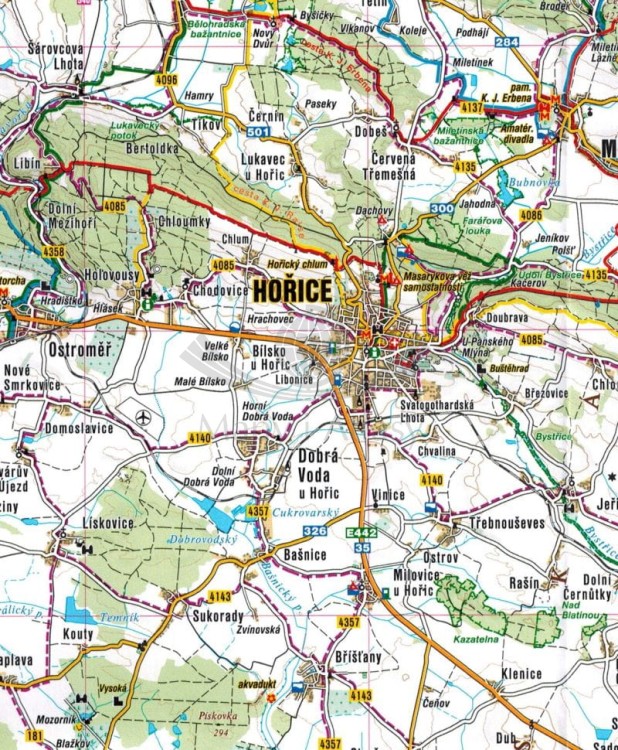 Wschodnie okolice Pragi, Polabi 1:100 000. Mapa turystyczna 208 wydawnictwa Shocart. Fragment 2