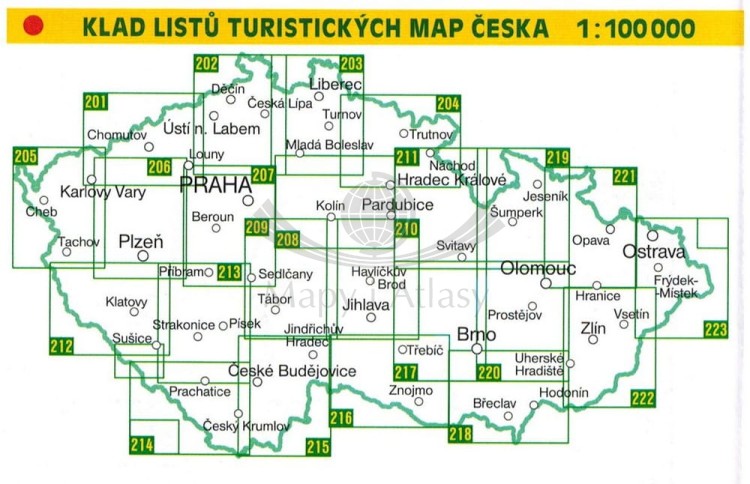 Wschodnie okolice Pragi, Polabi 1:100 000. Mapa turystyczna 208 wydawnictwa Shocart. Pozostałe publikacja