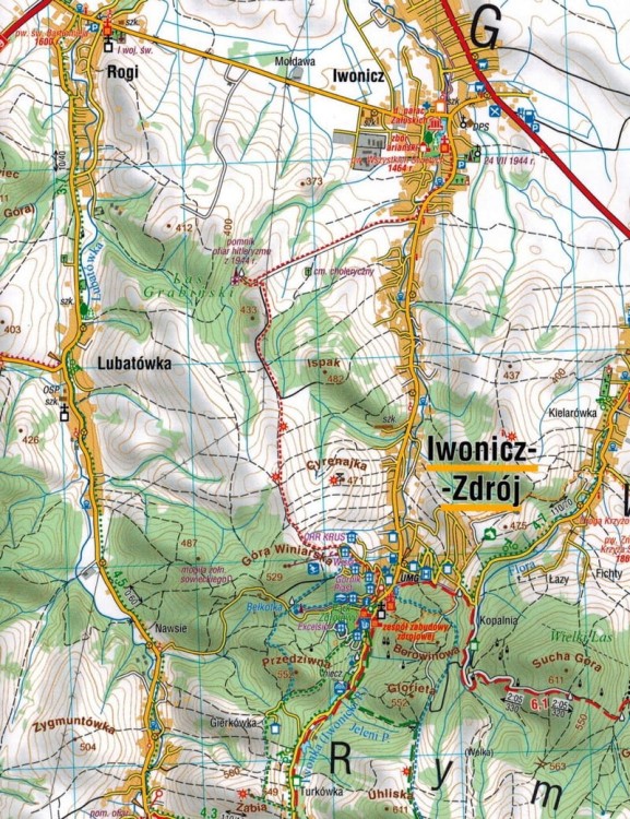 Beskid Niski 1:50 000. Laminowana mapa turystyczna wydawnictwa Compass. Fragment 1