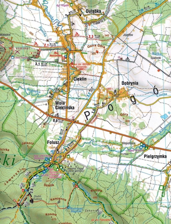 Beskid Niski 1:50 000. Laminowana mapa turystyczna wydawnictwa Compass. Fragment 2