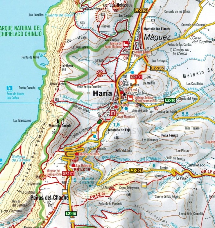 Lanzarote 1:50 000. Mapa turystyczna 241 wydawnictwa Kompass. Fragment 1