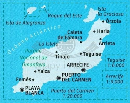 Lanzarote 1:50 000. Mapa turystyczna 241 wydawnictwa Kompass. Zasięg