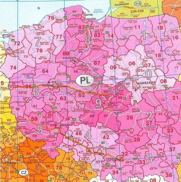 Europa kodowa 1:3 700 000 Mapa w ramie Freytag&Berndt fragment 4