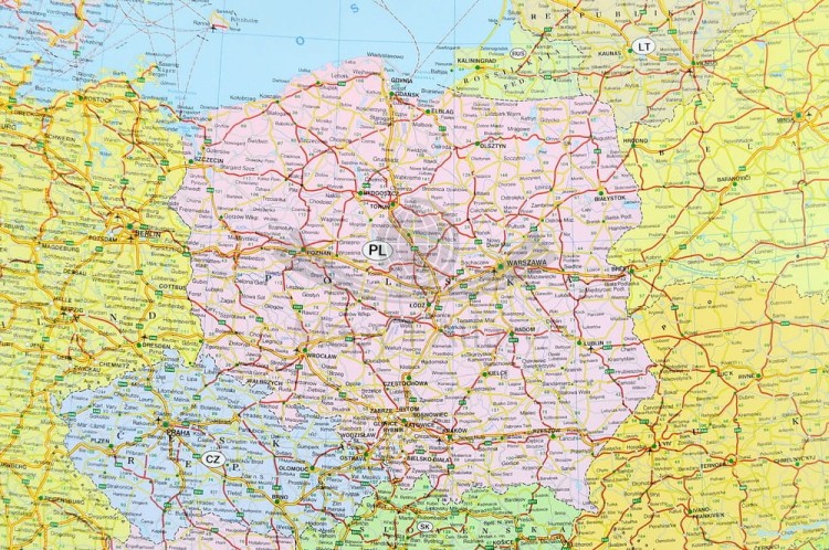 Europa polityczno-drogowa 1:3 500 000 Mapa w ramie Freytag&Berndt fragment 1