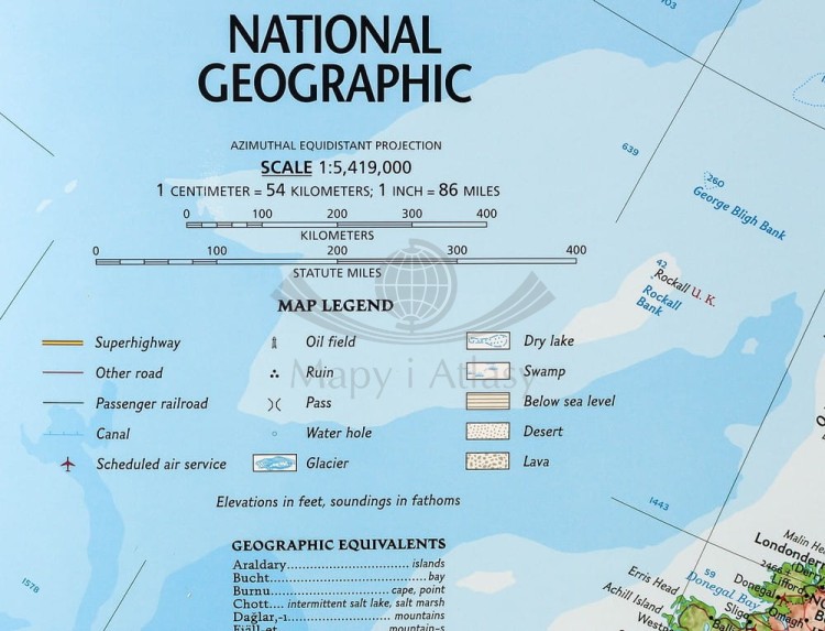 Europa polityczna Classic 1:5 419 000 Mapa magnetyczna National Geographic legenda