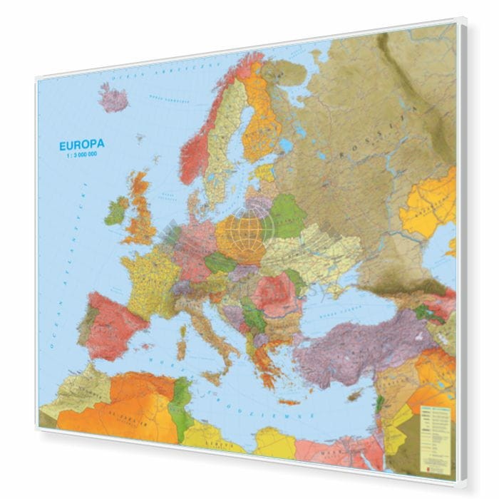 Europa 1:3 700 000. Mapa polityczno-drogowa. Rama alu SLIM