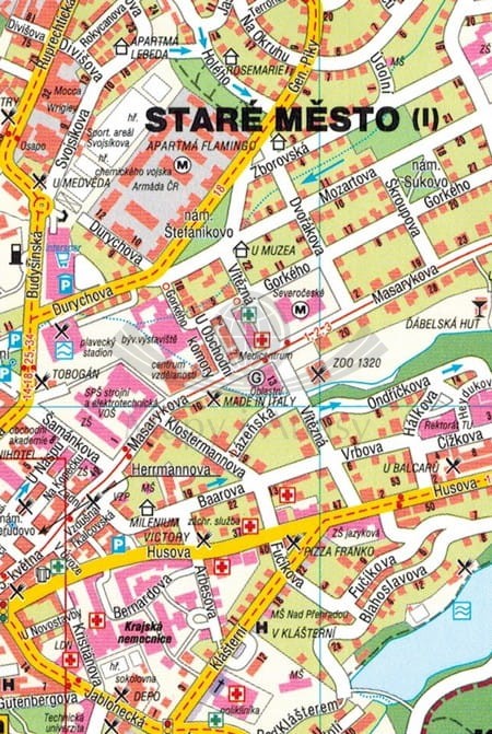 Liberec i okolice. Góry Żytawskie, Łużyckie, Izerskie i Karkonosze. Plan miasta / Mapa turystyczna wydawnictwa Shocart. Fragment 2