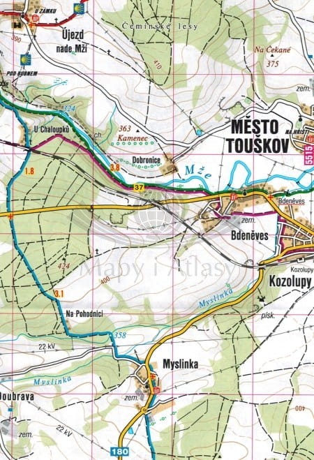 Pilzno i okolice, część południowa mapa turystyczna wydawnictwa Shocart. Fragment 2