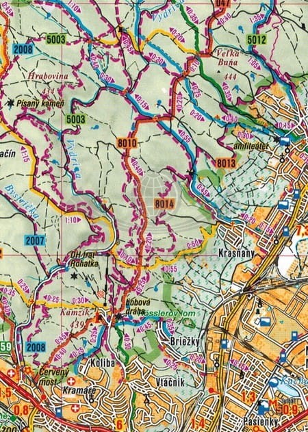 Słowacja 1:100 000. Atlas samochodowo-turystyczny wydawnictwa Freytag & Berndt.  Przykładowy arkusz 3 - fragment